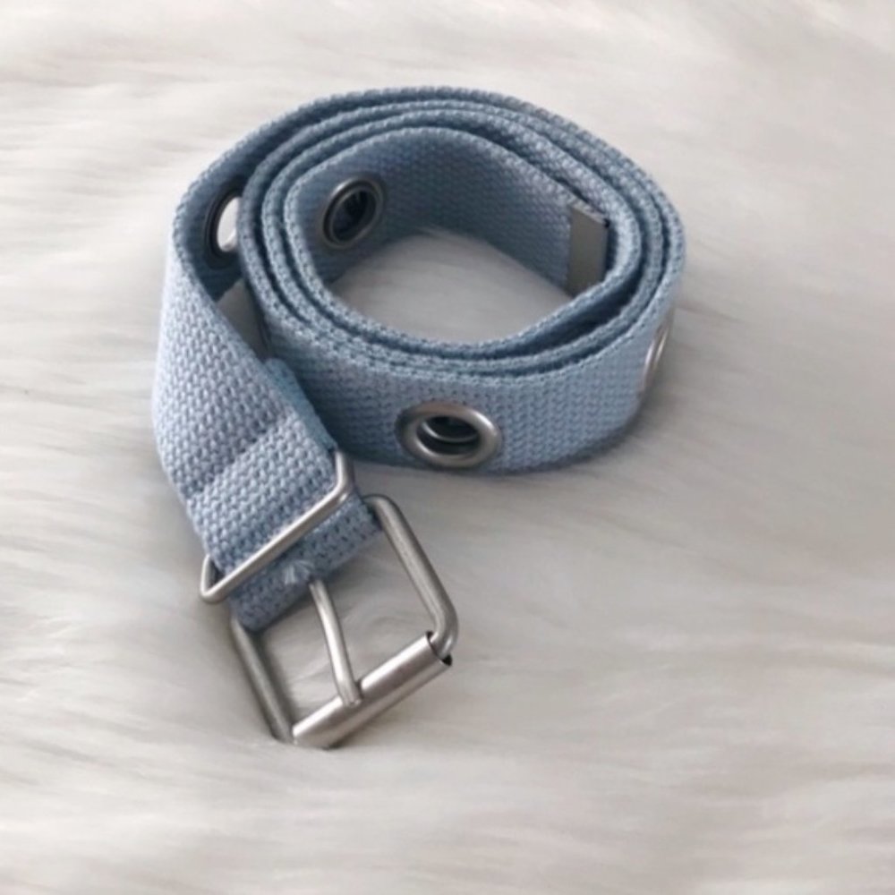 Woven Canvas Grommet Belt Blue Large
